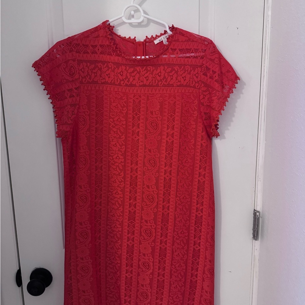 Orange Lace Short Sleeve Dress